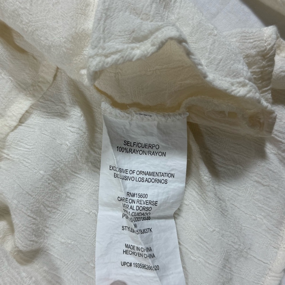 Takara Cream Babydoll Textured‎ Women's Blouse Long Sleeve Size Medium - Picture 5 of 10